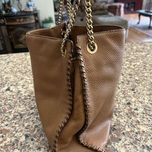 New Michael Kors All Leather Brown Hobo Shoulder Handbag